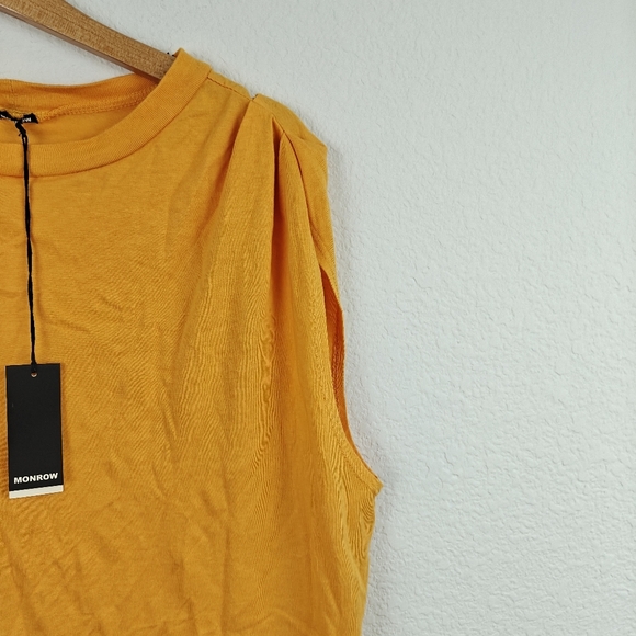 Monrow NWT One Shoulder Cotton T-shirt In Honeycomb Yellow Size Small - Picture 5 of 11